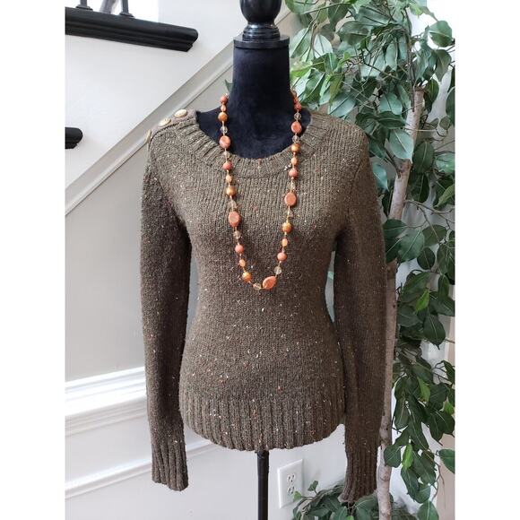 Charlie & Robin Sweater Womens Small Green Wool Long Sleeve Crew Neck Pullover - Picture 1 of 12